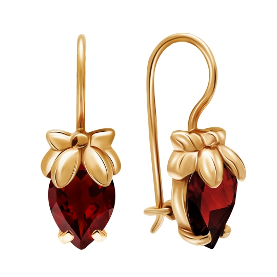 Серьги из золота с гранатами