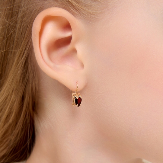 Серьги из золота с гранатами