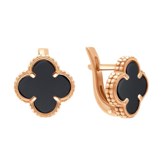 Серьги из золота с ониксами