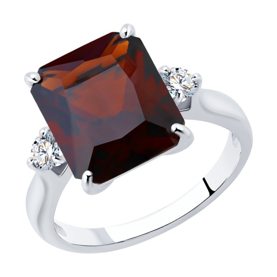 Кольцо из серебра с ситаллом и фианитами