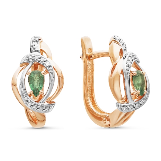 Серьги из золота с бриллиантами и изумрудами