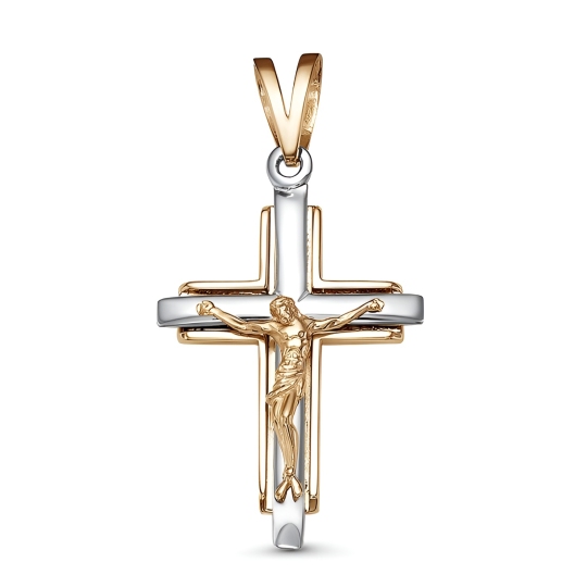 Подвеска-крест из комбинированного золота