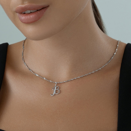 Подвеска-буква из серебра с фианитами 