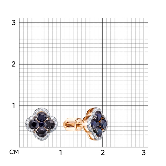 Серьги из золота с бриллиантами и сапфирами