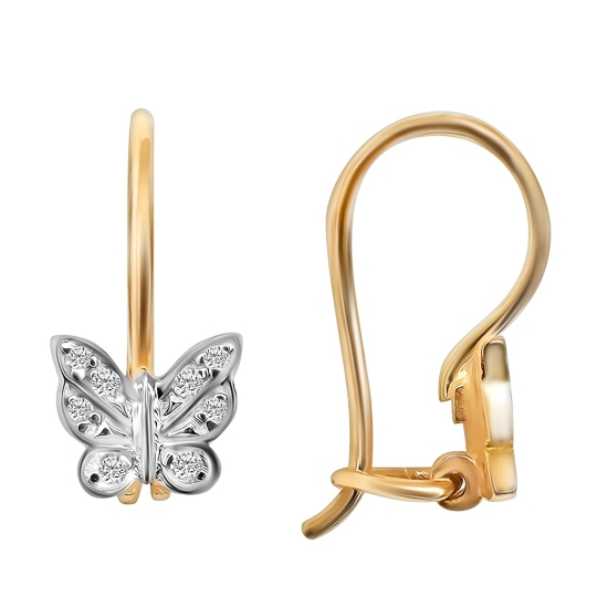 Серьги из золота с фианитами