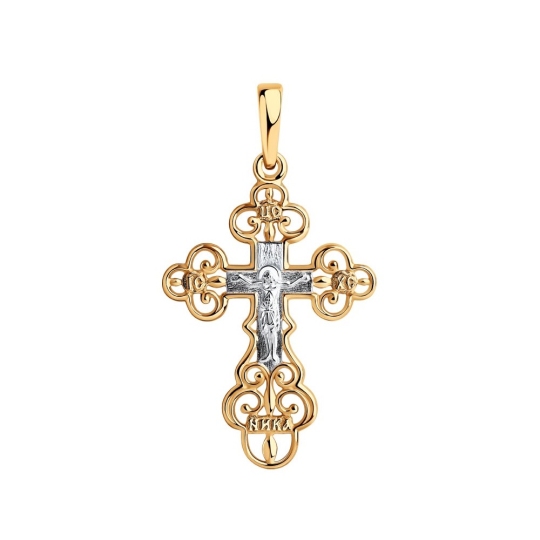 Подвеска-крест из серебра с позолотой