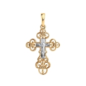 Подвеска-крест из серебра с позолотой