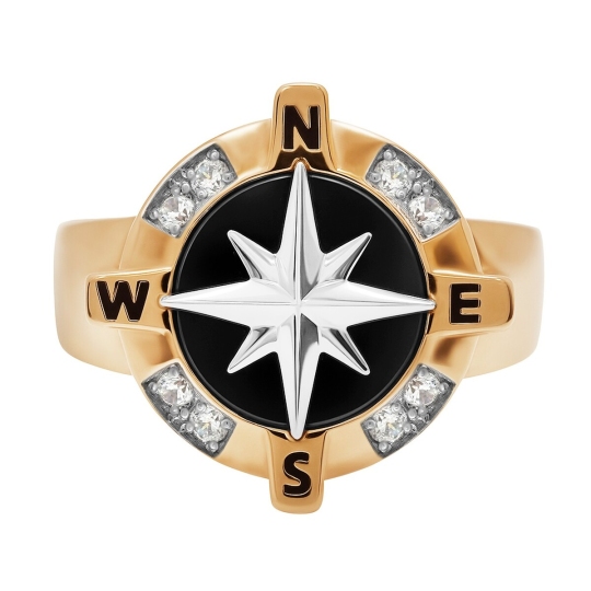 Кольцо из золота с ониксом и фианитами