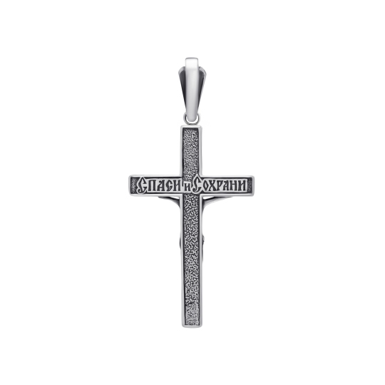 Подвеска-крест из серебра с чернением
