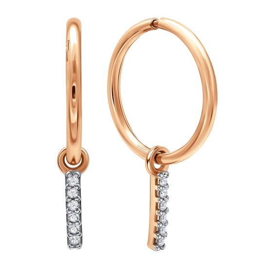 Серьги-трансформеры из золота с фианитами