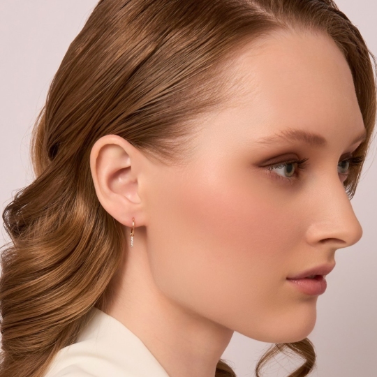 Серьги-трансформеры из золота с фианитами