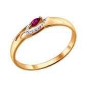 Кольцо из золота с бриллиантами и рубином