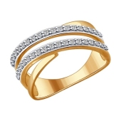 Кольцо из серебра с позолотой и фианитами