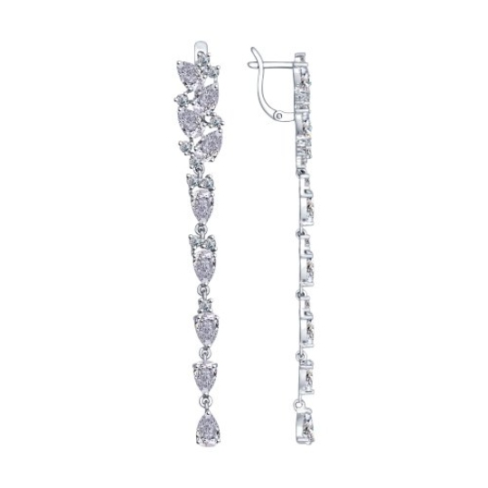 Серьги из серебра с фианитами
