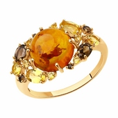 Кольцо из золота с миксом полудрагоценных камней