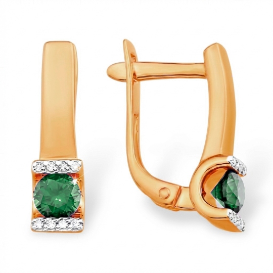 Серьги из золота с бриллиантами и изумрудами