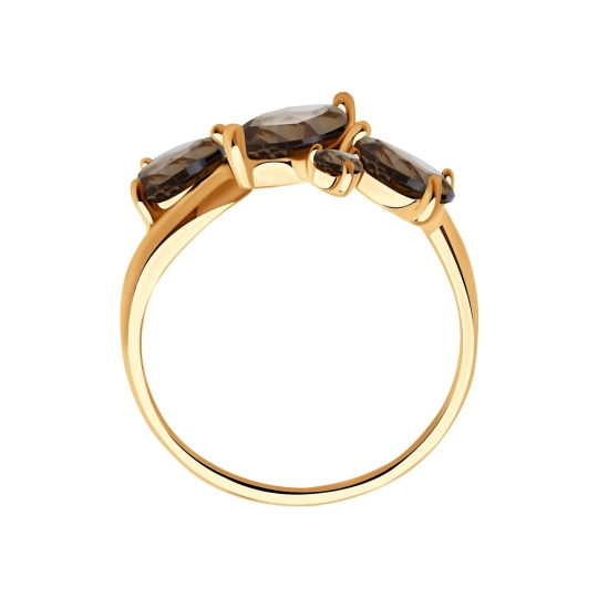 Кольцо из серебра с позолотой и раухтопазами