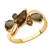 Кольцо из серебра с позолотой и раухтопазами