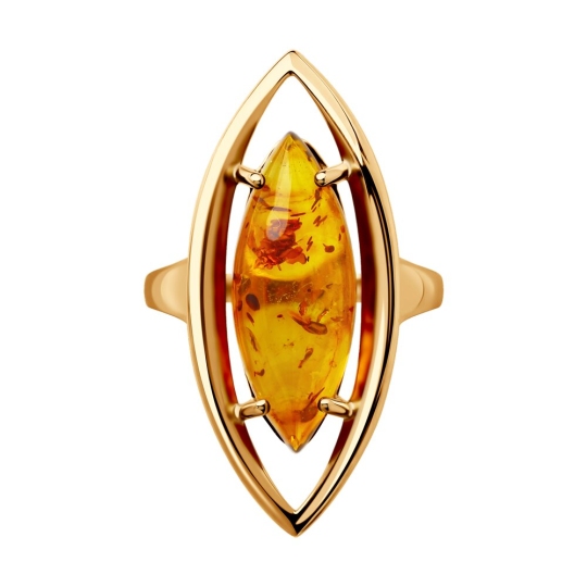 Кольцо из серебра с позолотой и янтарем