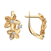 Серьги из серебра с позолотой и фианитами