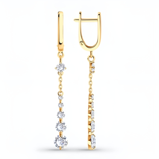 Серьги из золота с фианитами