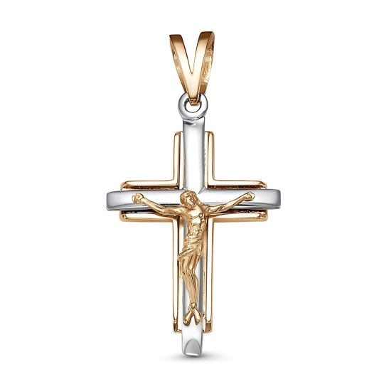 Подвеска-крест из комбинированного золота