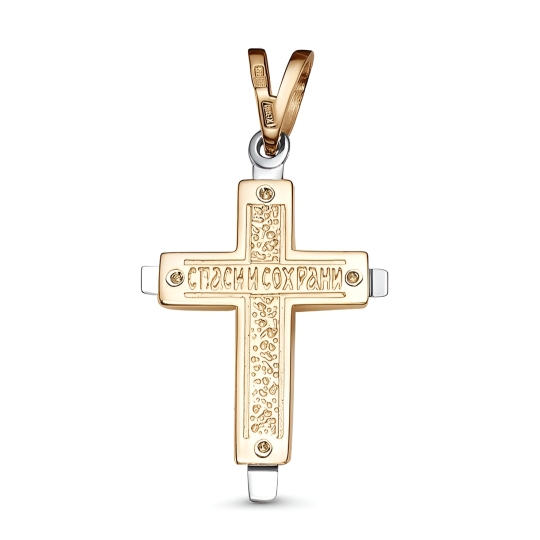 Подвеска-крест из комбинированного золота
