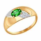 Кольцо из золота с зелёным фианитом