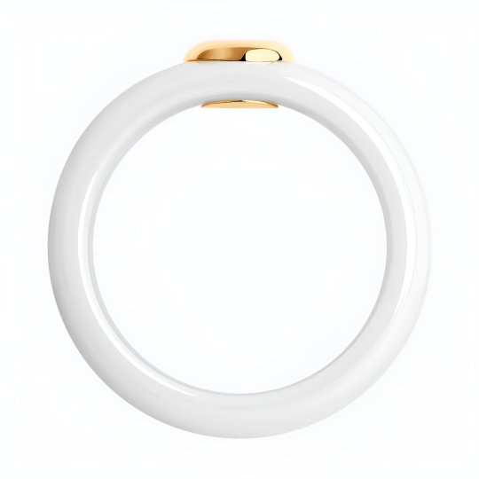 Кольцо из керамики со вставкой из золота и бриллиантом