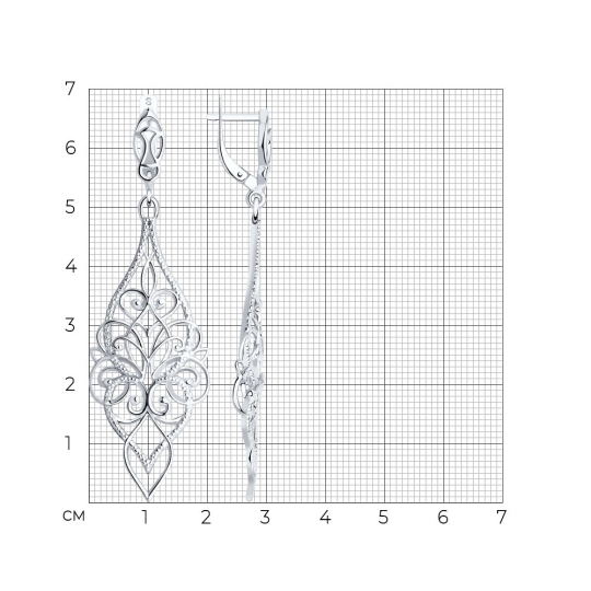 Серьги из серебра с фианитами