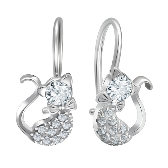 Серьги из серебра с фианитами