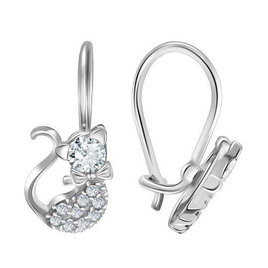 Серьги из серебра с фианитами