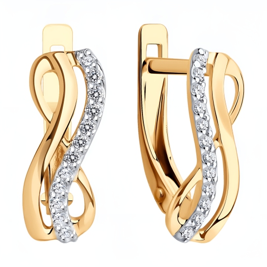 Серьги из золота с фианитами