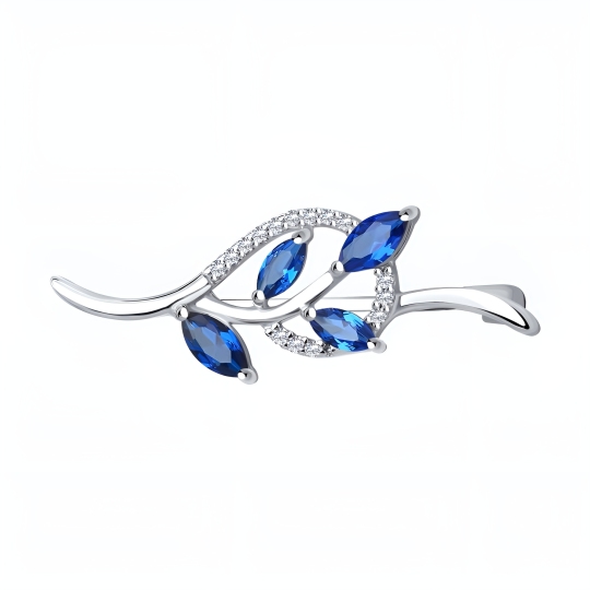 Брошь из серебра с фианитами