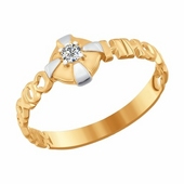 Обручальное кольцо из золота с эмалью с фианитом 