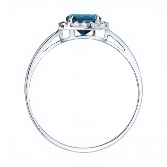 Кольцо из серебра с топазом London и фианитами