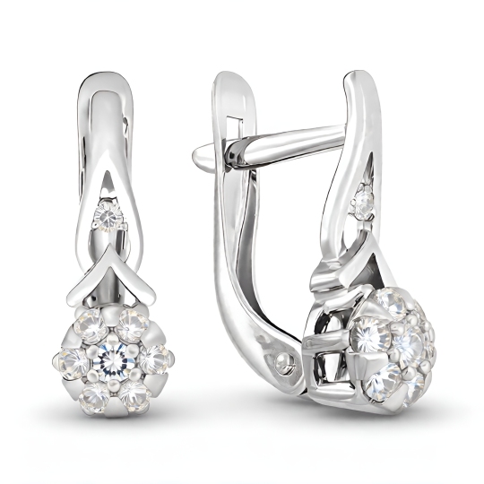 Серьги из серебра с фианитами