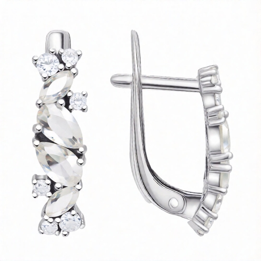 Серьги из серебра с фианитами