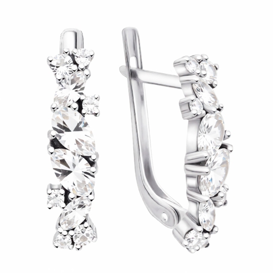 Серьги из серебра с фианитами