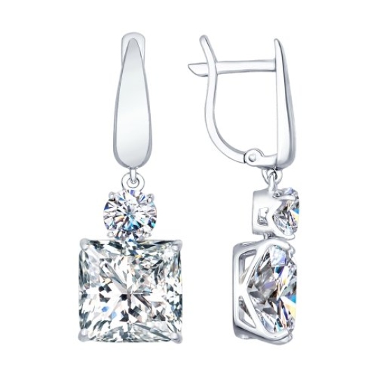 Серьги из серебра с фианитами