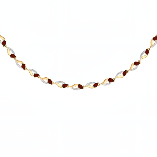 Колье из золота с гранатами и фианитами