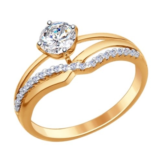 Кольцо из серебра с позолотой и фианитами