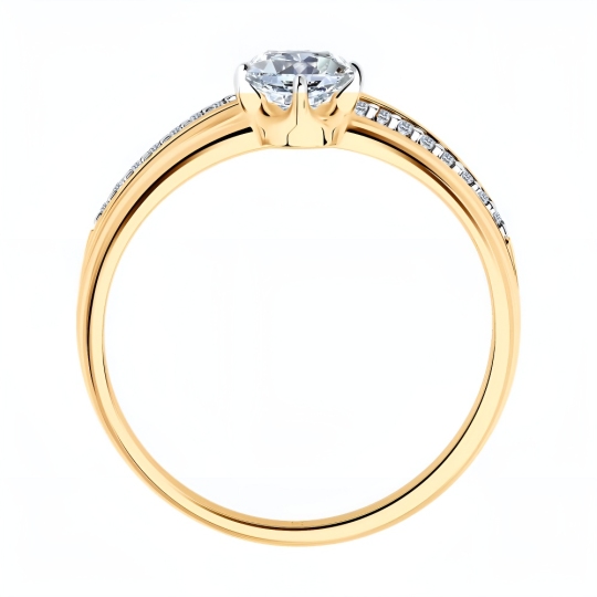 Кольцо из серебра с позолотой и фианитами