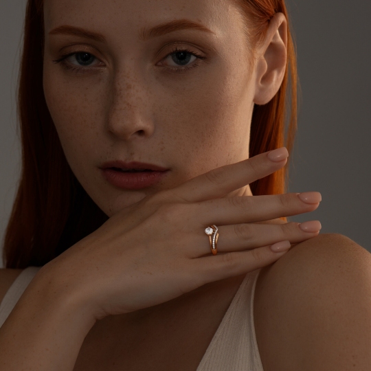 Кольцо из серебра с позолотой и фианитами