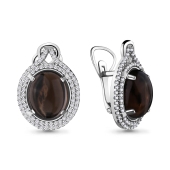 Серьги из серебра с раухтопазами и фианитами