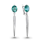 Серьги из серебра с турмалинами и фианитами