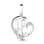 Подвеска-буква из серебра с фианитами 