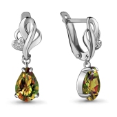 Серьги из серебра с султанитами и фианитами