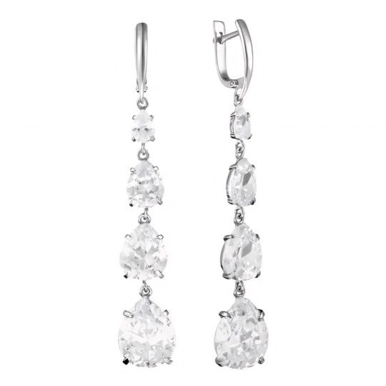 Серьги из серебра с фианитами