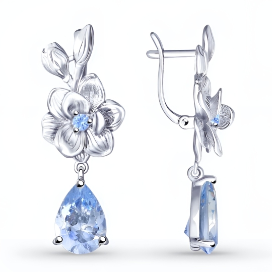 Серьги из серебра с фианитами